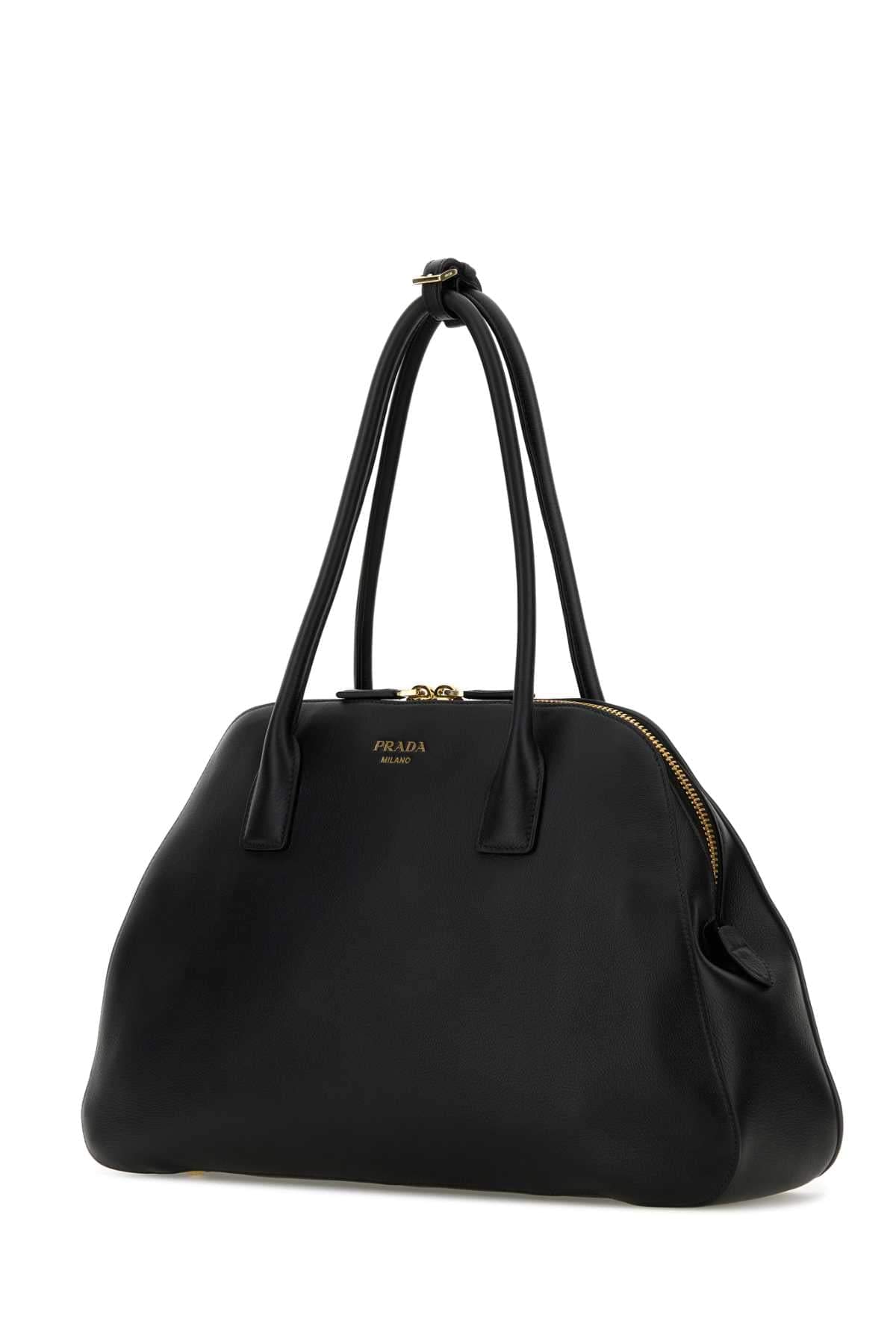 Prada Women Black Leather Medium Shopping Bag