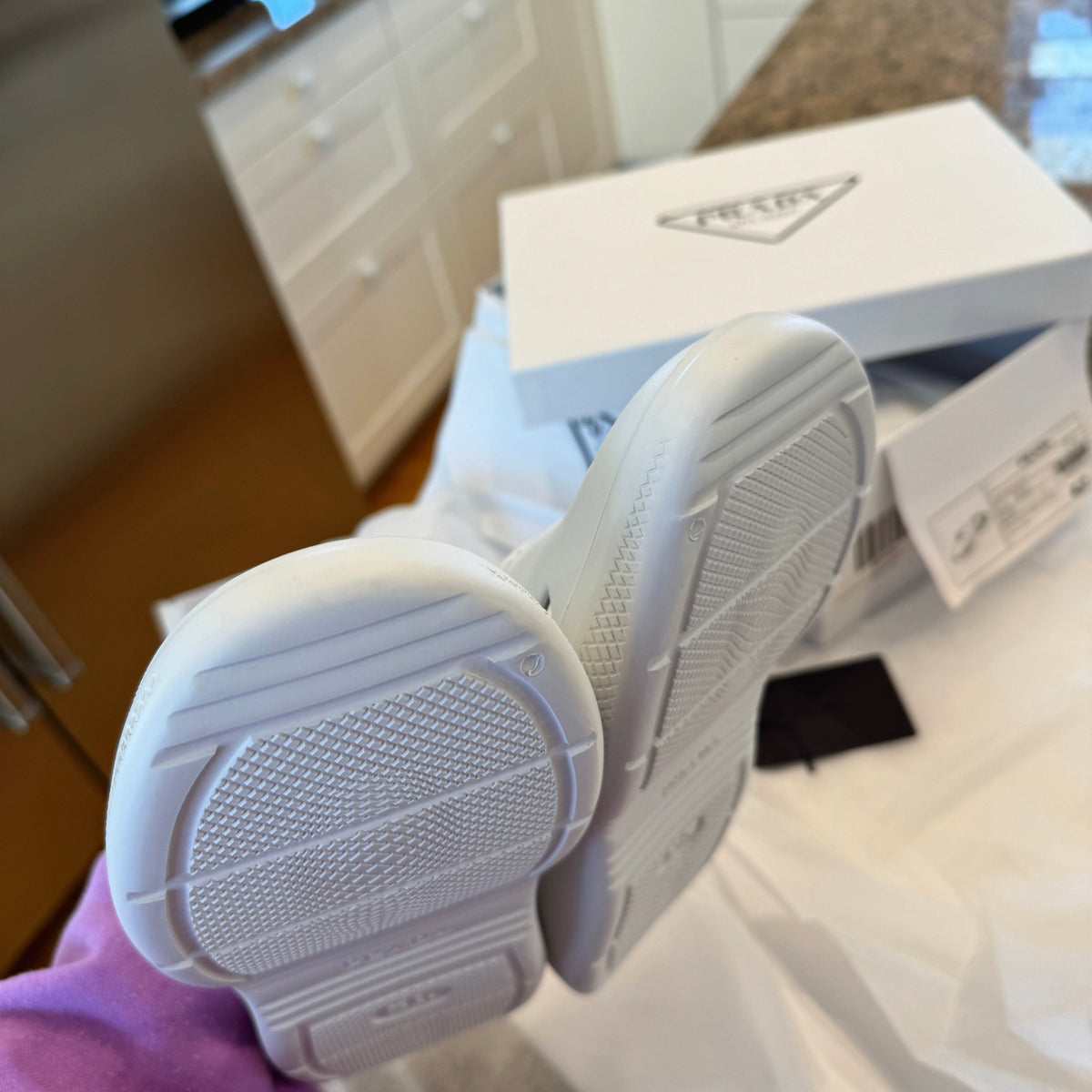 Prada Mellow Cut Out Slides Mules Womens Logo in White