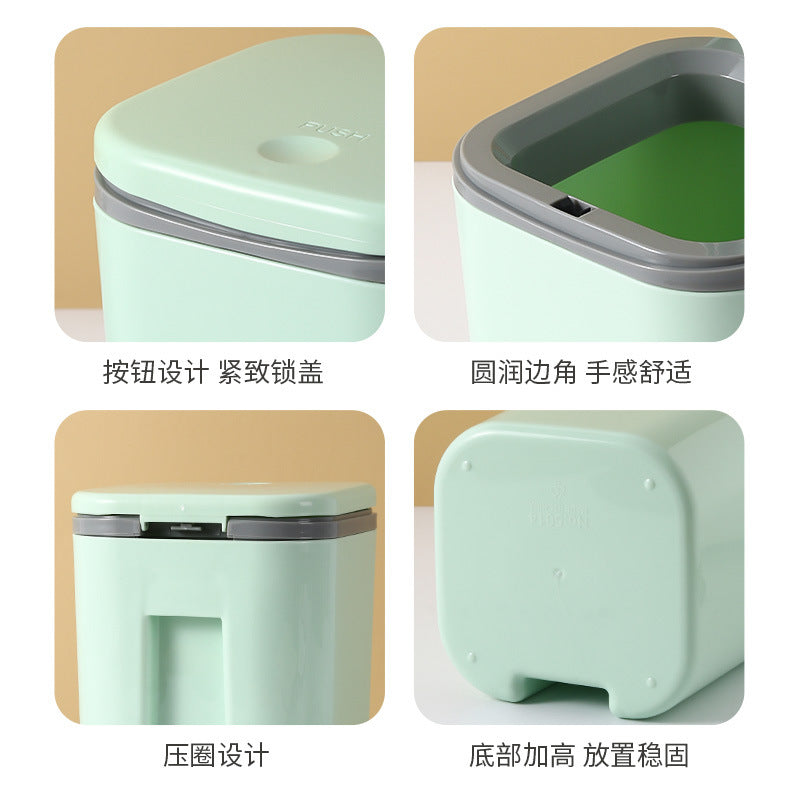 Mini Desktop Trash Can with Lid – Small Office & Home Waste Bin